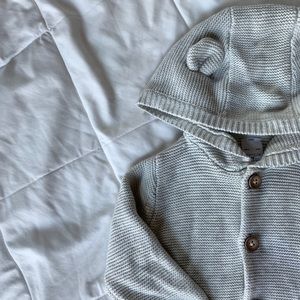 Grey knit bear sweater